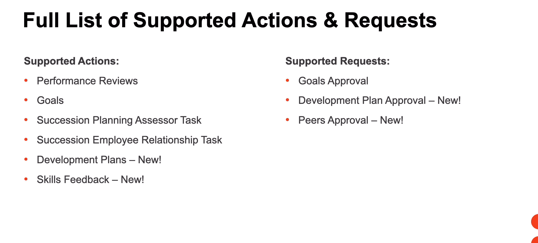 New Action and Request Types on Homepage Widget